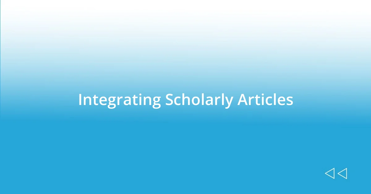 Integrating Scholarly Articles